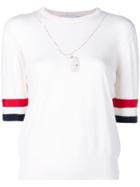 Thom Browne Rwb Cuff Fine Merino Tee - White