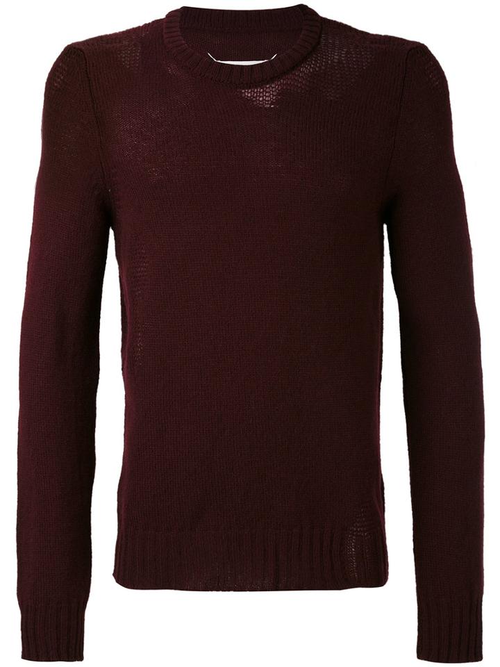 Distressed Knit Sweater - Men - Wool - Xl, Pink/purple, Wool, Maison Margiela