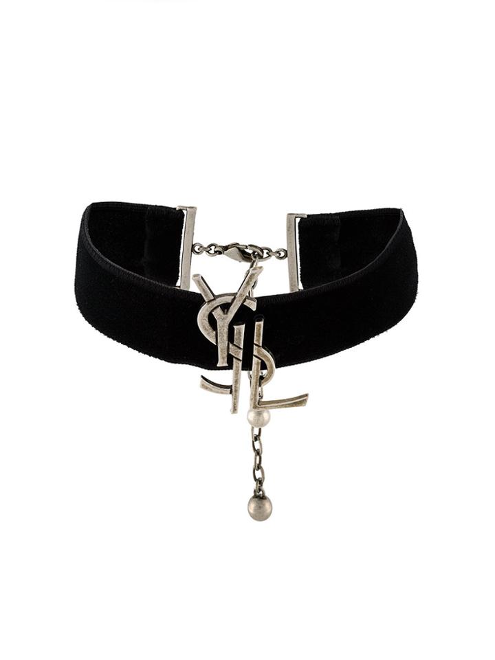 Saint Laurent Logo Plaque Choker - Black