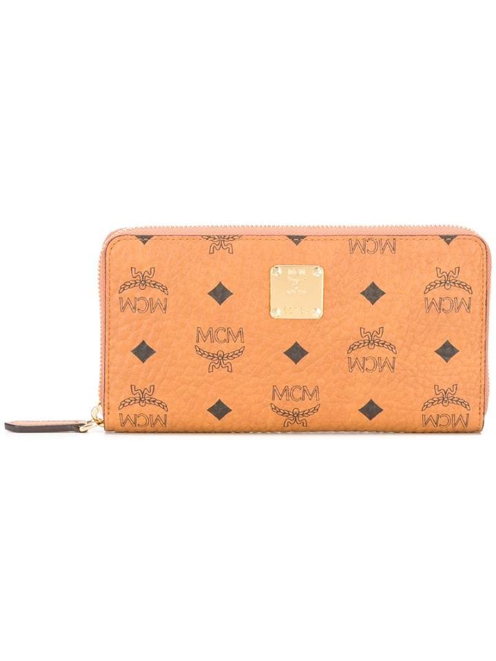 Mcm Logo Print Wallet - Neutrals