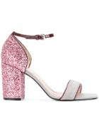 Pollini Block Heel Glitter Sandals - Pink & Purple