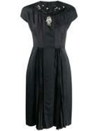Prada Vintage 2000's Embellished Pleated Dress - Black