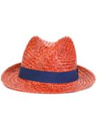 Hackett Contrast Hat, Men's, Size: Large, Yellow/orange, Straw/cotton