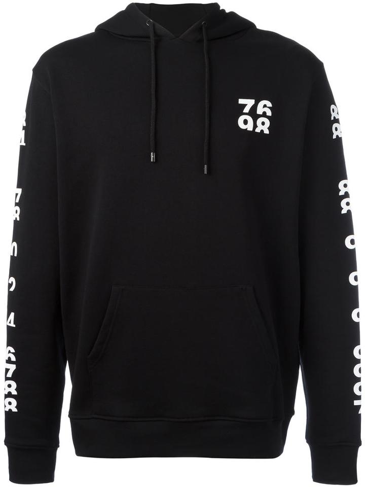 Marcelo Burlon County Of Milan Numbers Print Hoodie, Men's, Size: Medium, Black, Cotton/polyester