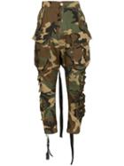 Unravel Project Cropped Camouflage Cargo Pants - Green