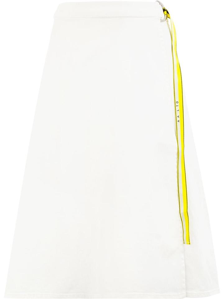 Aalto Belted Wrap Denim Skirt - White