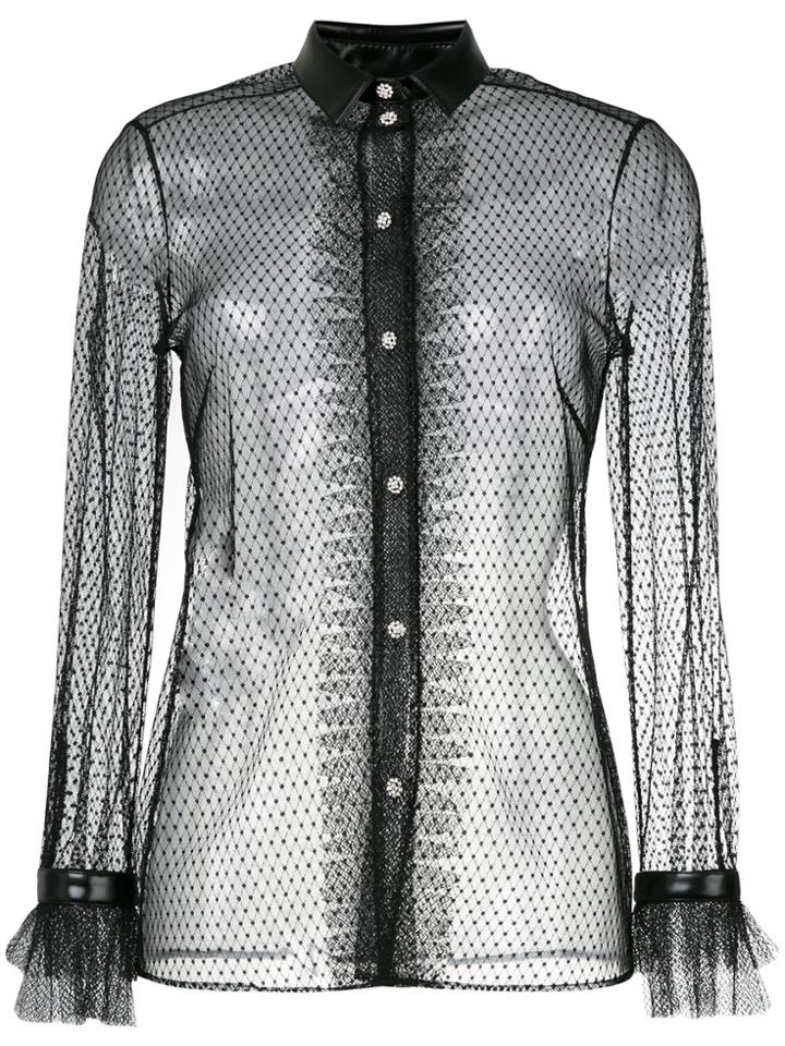 Philosophy Di Lorenzo Serafini Sheer Mesh Embroidered Blouse - Black