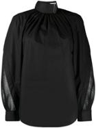 Fendi Belted Neck Draped Blouse - Black