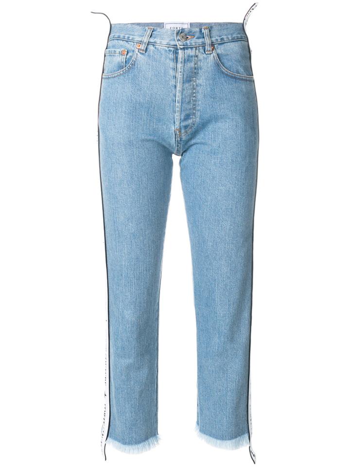 Forte Couture Side Band Cropped Jeans - Blue