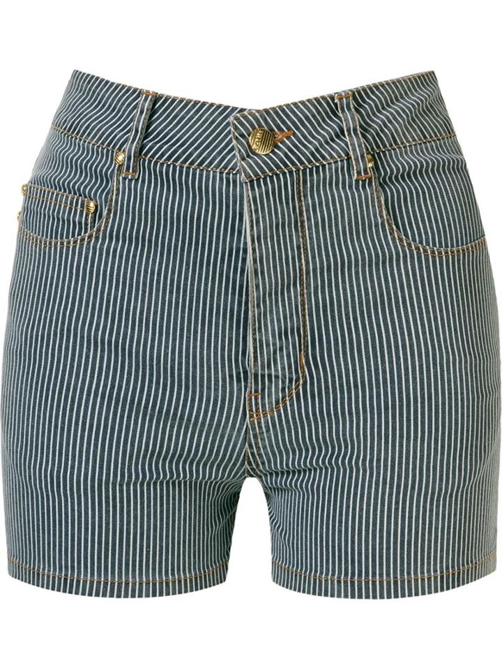 Amapô Striped High Waist Shorts, Women's, Size: 42, Black, Cotton/spandex/elastane