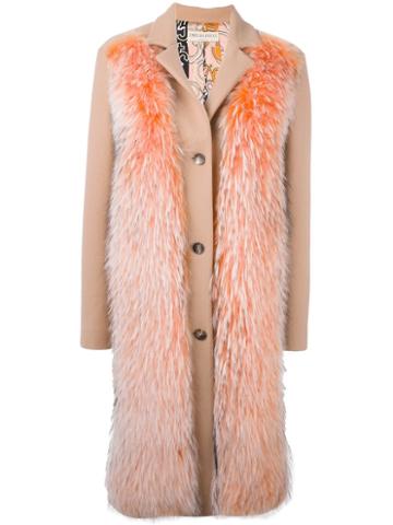 Emilio Pucci Raccoon Fur Panel Coat, Women's, Size: 40, Pink/purple, Acetate/viscose/cashmere/virgin Wool
