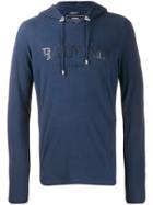 Balmain Logo Print Hooded T-shirt - Blue