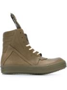 Rick Owens Geobasket Hi-top Sneakers, Men's, Size: 39.5, Green, Calf Leather/cotton/rubber