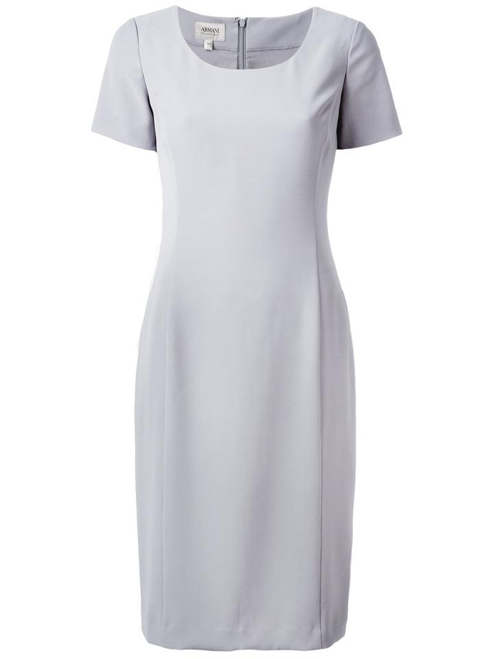 Armani Collezioni Smart Scoop Neck Dress, Women's, Size: 40, Grey, Polyester