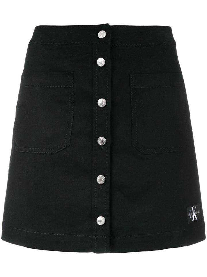 Calvin Klein Jeans Button-down Mini Denim Skirt - Black
