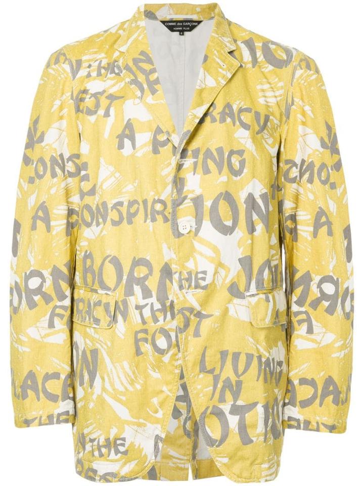 Comme Des Garçons Pre-owned Oriental Text Print Blazer - Yellow