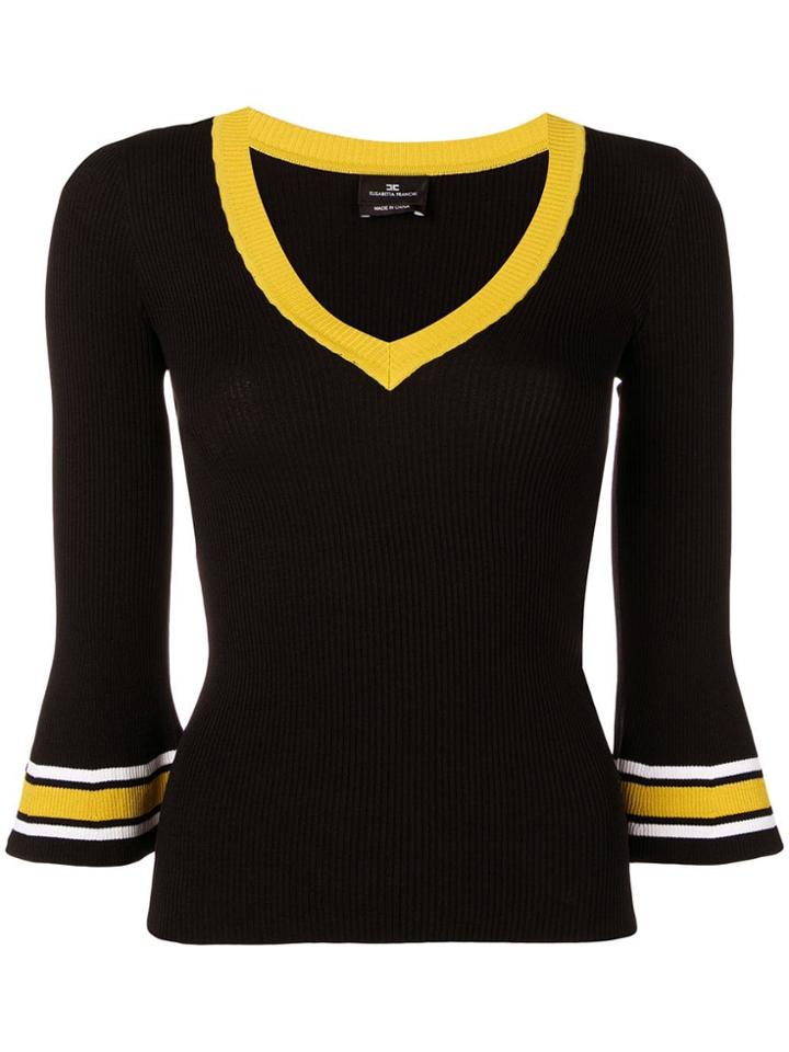Elisabetta Franchi Flared Sleeve Top - Black