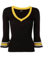 Elisabetta Franchi Flared Sleeve Top - Black
