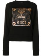 Mcm Metallic Logo Print Sweatshirt - Black