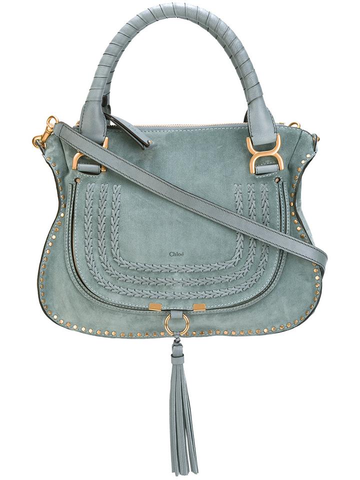 Chloé - Marcie Tote Bag - Women - Calf Suede - One Size, Blue, Calf Suede