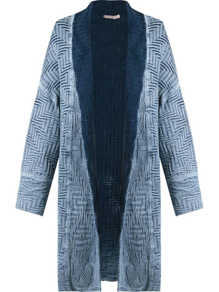 Cecilia Prado Open Front Knitted Cardi-coat, Women's, Size: Medium, Blue, Cotton