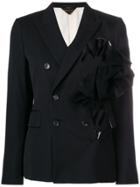 Comme Des Garçons Ruffle Insert Double-breasted Blazer - Black