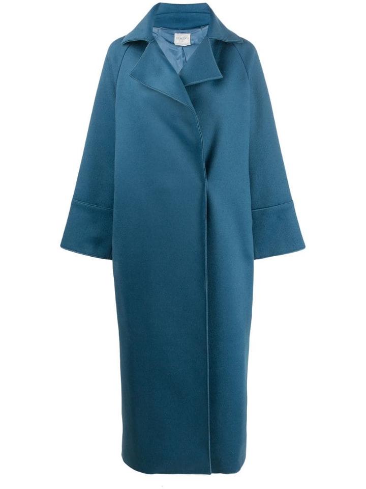Forte Forte Longline Cocoon Coat - Blue