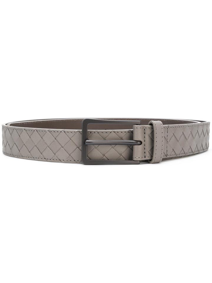 Bottega Veneta Dark Cement Intrecciato Vn Belt - Grey
