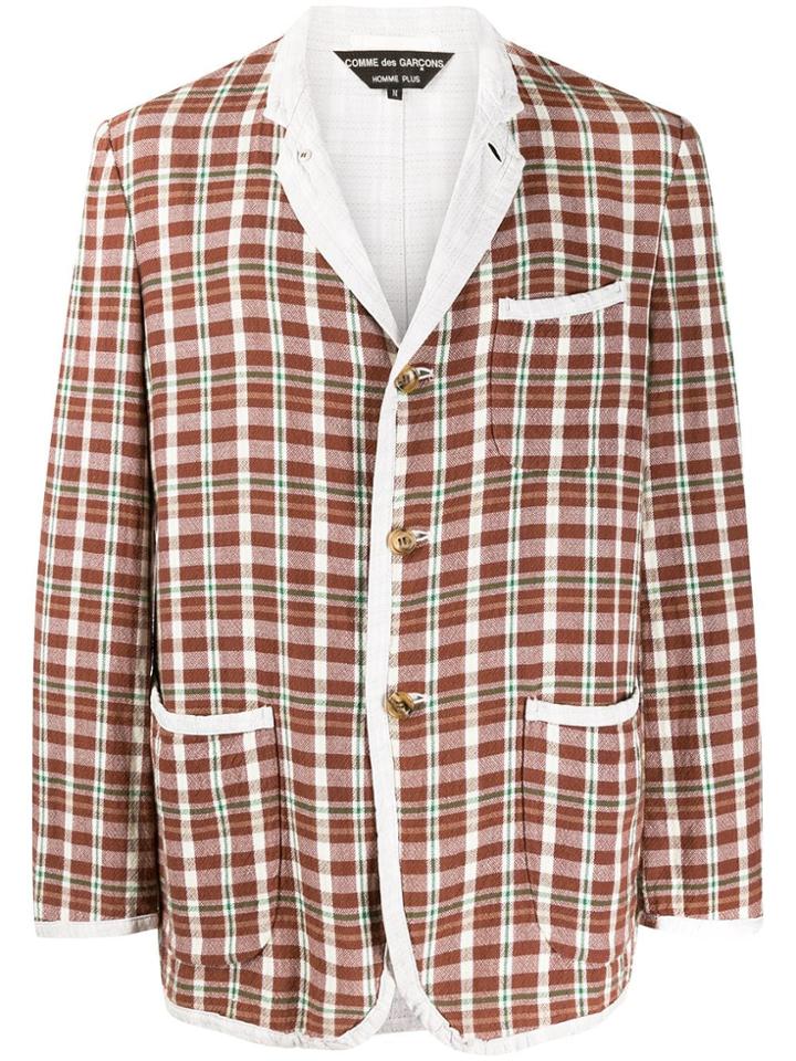 Comme Des Garçons Vintage 2000's Checked Slim Jacket - Brown