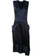 Victoria Beckham - Asymmetric Plunge Dress - Women - Viscose - 12, Blue, Viscose