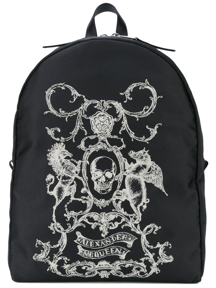 Alexander Mcqueen Skull Coat Of Arms Backpack - Black