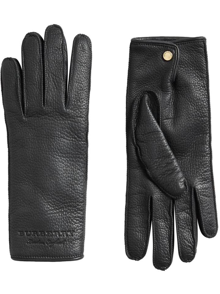 Burberry Embossed Logo Gloves - Black
