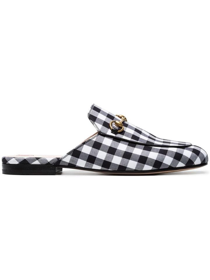 Gucci Black Gingham Princetown Mules