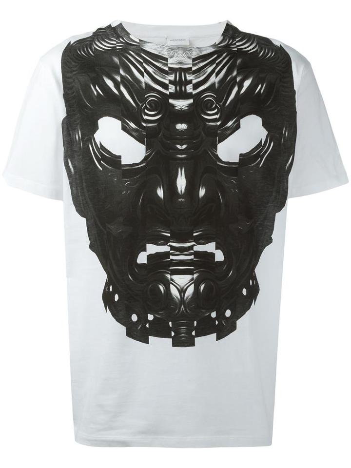 Marcelo Burlon County Of Milan Mask Print T-shirt, Men's, Size: Small, White, Cotton