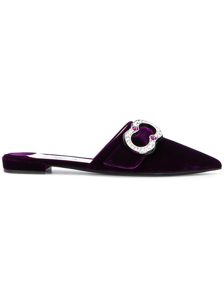 Prada Embellished Slippers - Pink & Purple