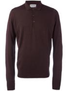 John Smedley Longsleeved Polo Shirt, Men's, Size: Large, Brown, Merino