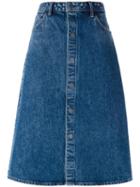 Midi Denim Skirt, Women's, Size: 29, Blue, Cotton/polyester, Helmut Lang