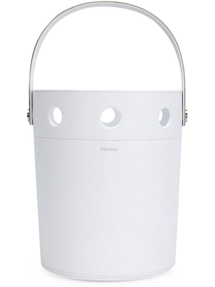 Perrin Paris Perforated Bucket Tote, Women's, White, Leather