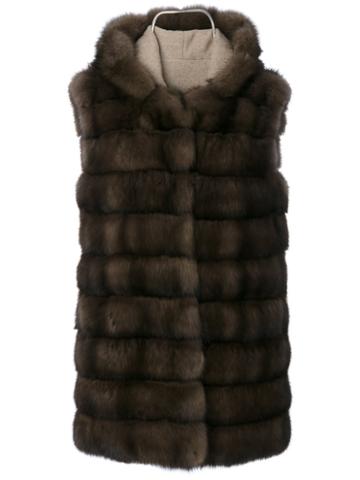 Manzoni 24 - Hooded Sleeveless Jacket - Women - Cashmere/wool/merino/sable - 44, Brown, Cashmere/wool/merino/sable