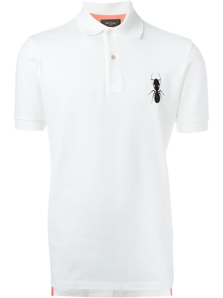 Paul Smith London Embroidered Logo Polo Shirt, Men's, Size: 48, White, Cotton