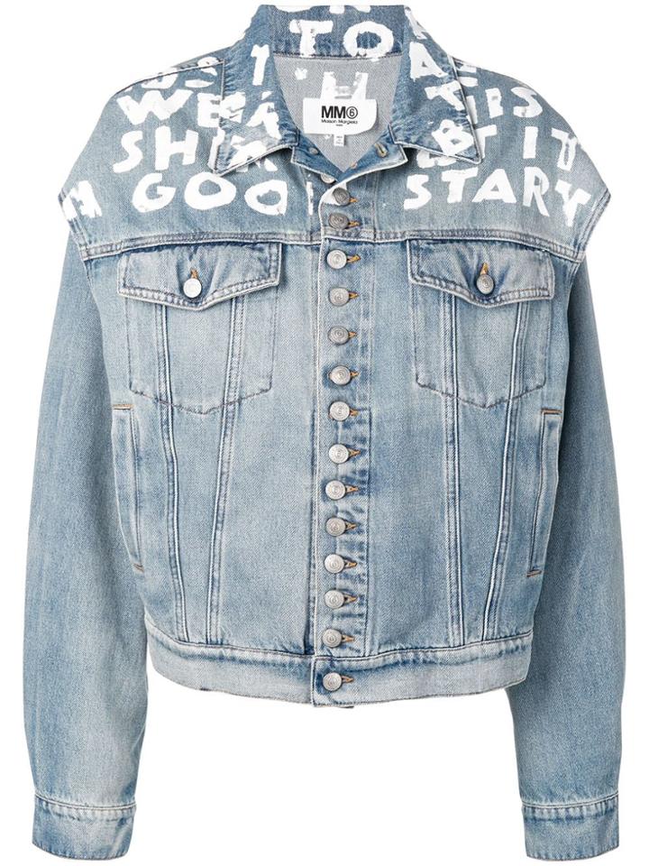Mm6 Maison Margiela Oversized Printed Denim Jacket - Blue