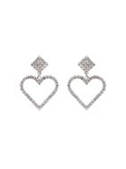 Alessandra Rich Heart Crystal Earrings - Metallic