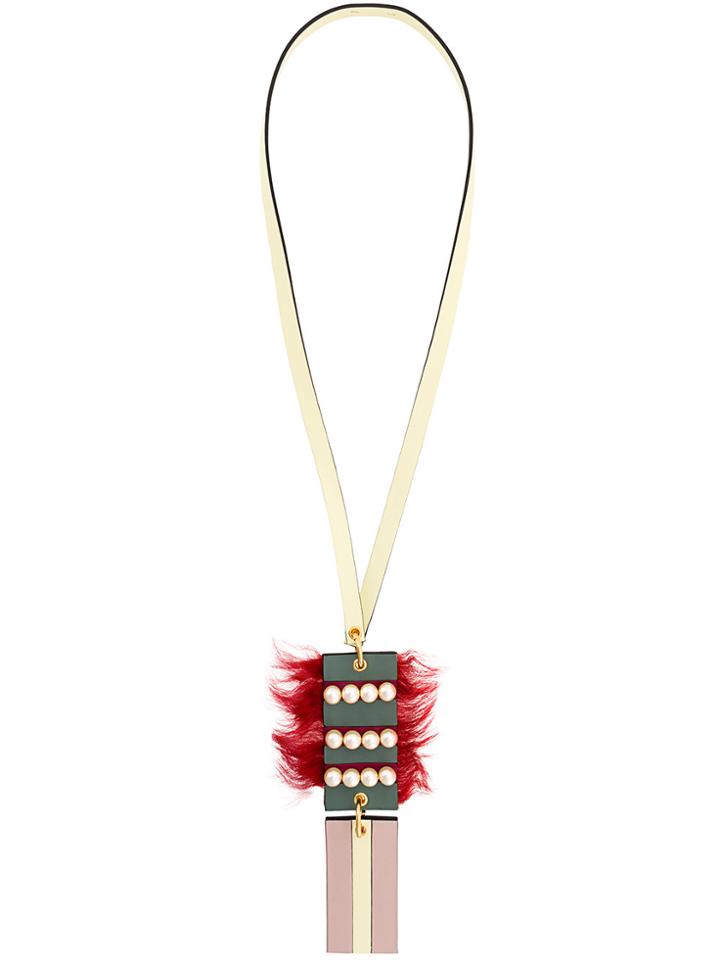 Marni Pearl Embellished Necklace - Red