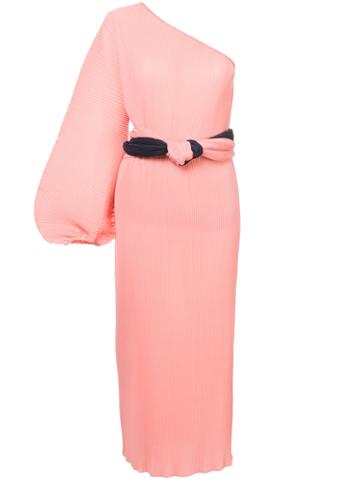 Jatual Pleated One Shoulder Dress - Pink & Purple