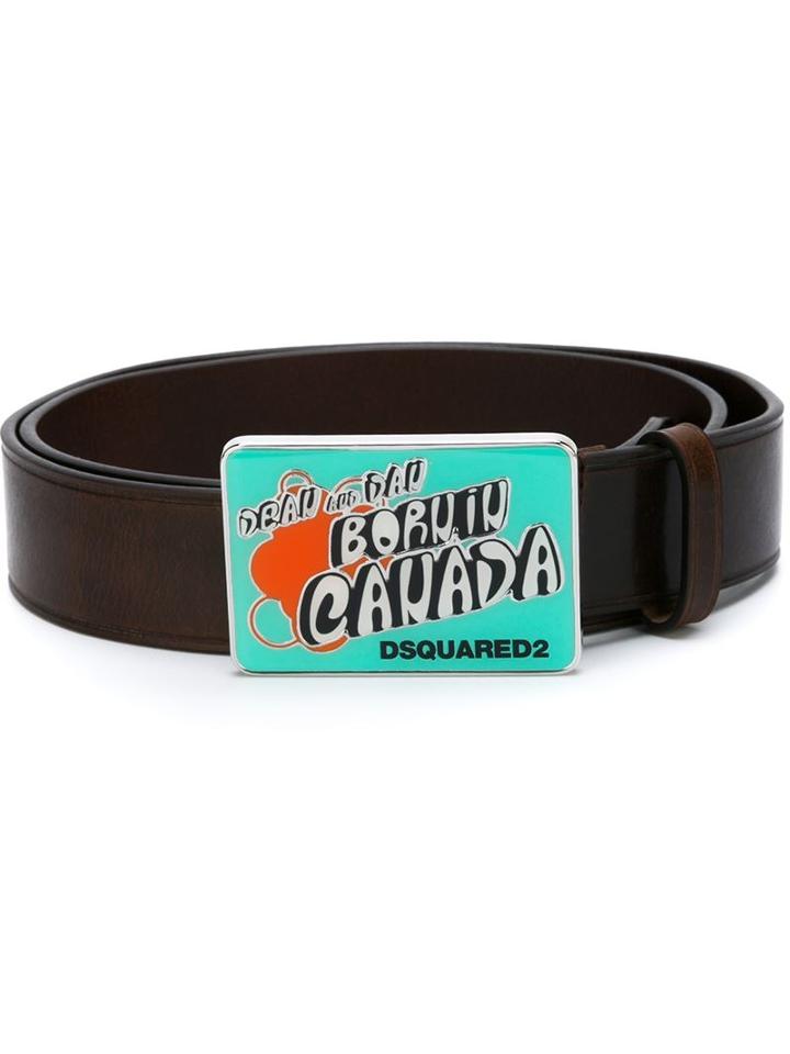 Dsquared2 Printed Buckle Belt, Men's, Size: 100, Brown, Leather