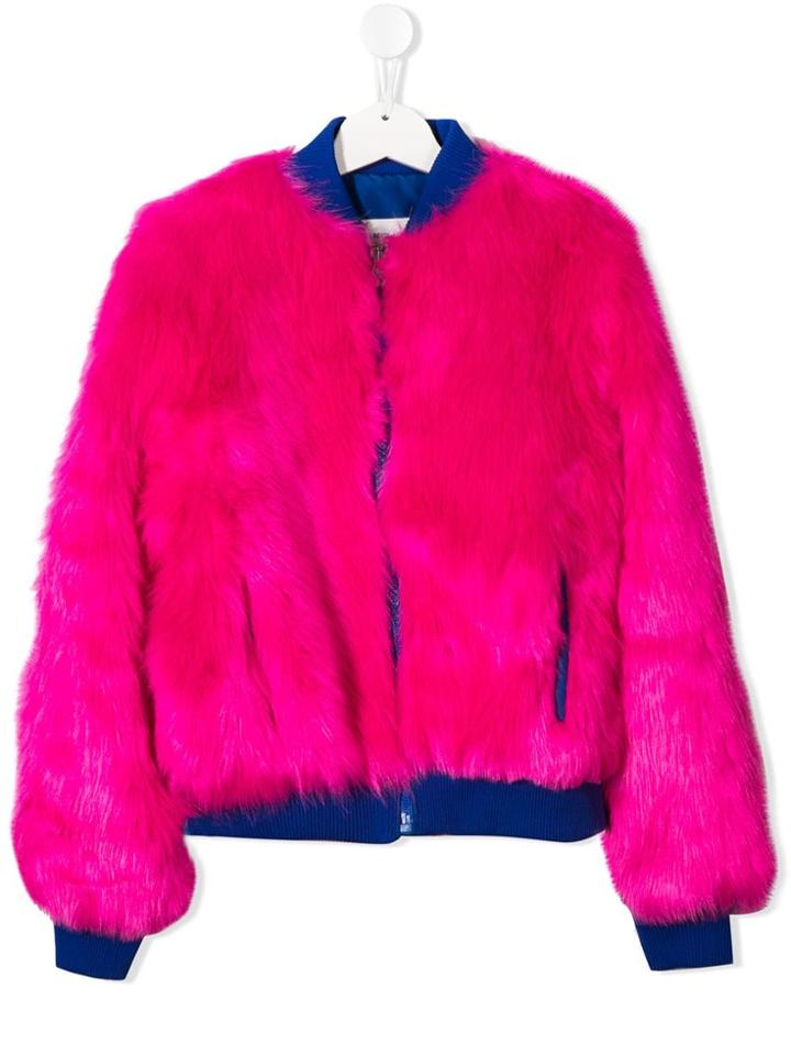 Alberta Ferretti Kids Teen Textured Furry Jacket - Pink