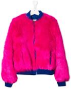 Alberta Ferretti Kids Teen Textured Furry Jacket - Pink