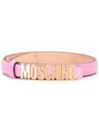 Moschino Logo Plaque Belt, Women's, Size: 95, Pink/purple, Leather/metal (other)