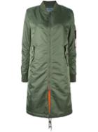Alpha Industries Long Bomber Jacket, Women's, Size: Medium, Green, Nylon/polyester