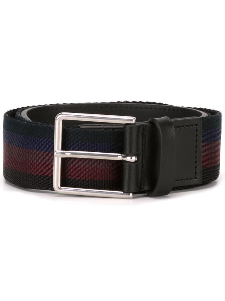 Paul Smith Striped Belt, Men's, Size: 80, Black, Polyamide/polyester